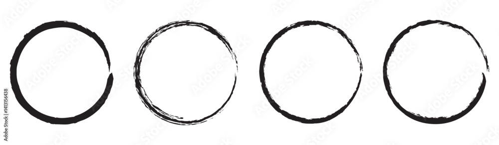 Poster grunge round shapes. grunge banner collection. set of black brush circle. ink circle icon. black sim
