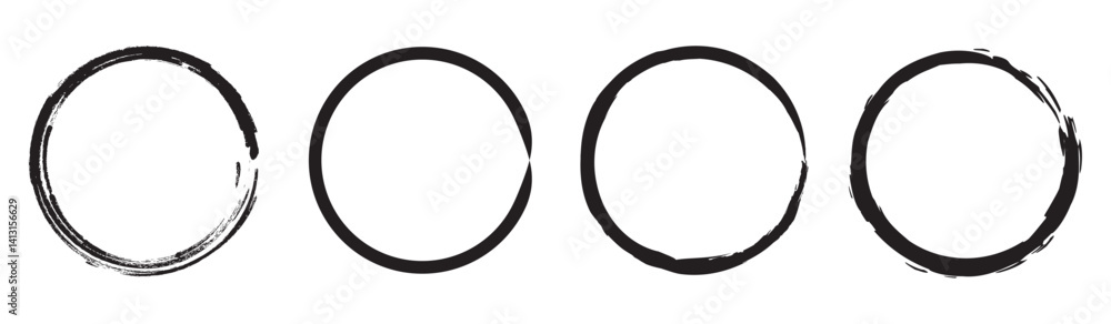 Poster grunge round shapes. grunge banner collection. set of black brush circle. ink circle icon. black sim