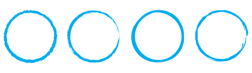 Grunge round shapes. Grunge banner collection. Set of Blue brush circle. Ink circle icon. Blue simple round frame. Freehand picture. Abstract texture. Blue circular scribble doodle round circles. 