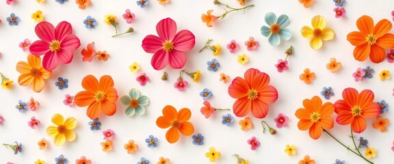 Delicate vector seamless pattern of tiny colorful flowers on a white background; perfect for fashion prints, elegant, small