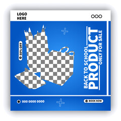 Back to school social media post sale banner or flyer design template