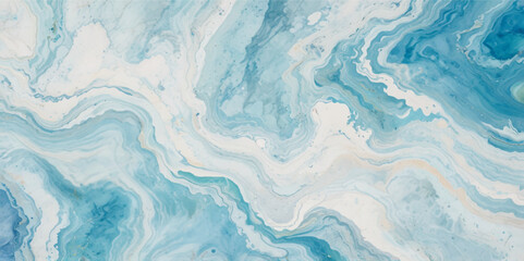 Obraz premium Beautiful soft blue sea water, ocean wave background. Soft blue and white hand printed creative marble texture ocean background. 