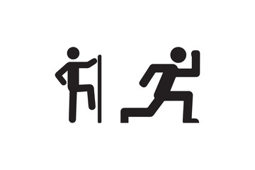 simple A man pushing up silhouette icon vector isolated in white background	