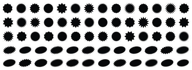 Sale sticker, price tag. Price sticker. Sale sticker collection. Red starburst, sunburst badges. Starburst sale price stickers and labels. Set of price stickers, sale or discount stickers. vector