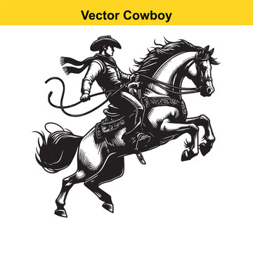 A cowboy baking horse	