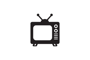 simple Retro old television silhouette icon vector isolated in white background	