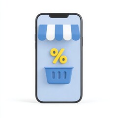 Blue mobile phone icon, a smartphone with a sign, vector illustration