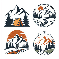 set of mountain icons