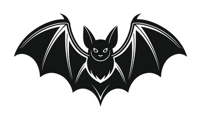 Gothic Bat Silhouette – Minimalist Black and White Halloween Vector