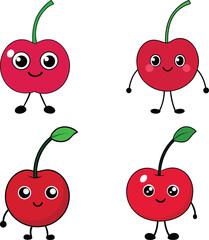 Cute rainier cherry cartoon vector