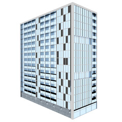 3d render modern glass office building with transparent background