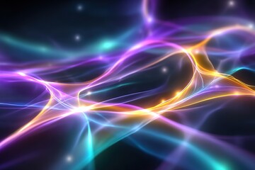 Obraz premium Colorful neon glow background with vibrant swirling patterns and luminous effects at night