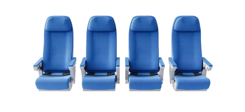 3D render of blue seat on transparent background