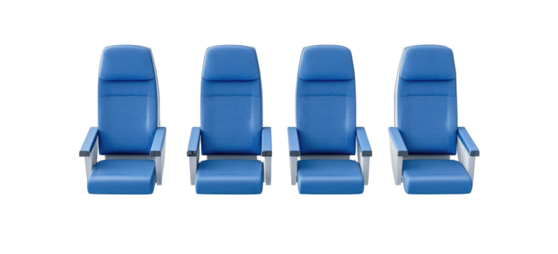 3D render of blue seat on transparent background - Powered by Adobe