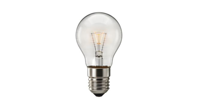 Bright electric lightbulb isolated on white glass, a concept of energy and idea