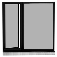 3d render modern sliding window black frame with transparent background