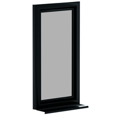 3d render black sliding window with transparent background