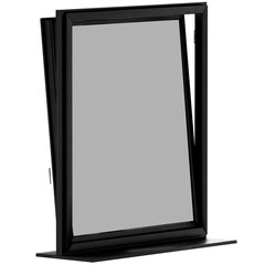 3d render black tilt turn window open with transparent background
