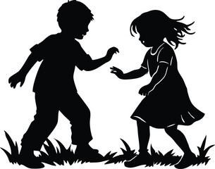 Silhouette of Siblings playing together