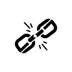 Broken Link Icon with Chain and Slash Symbol in Black