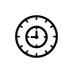 Black Clock Icon with Hour and Minute Hands Inside Circle