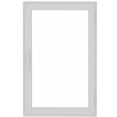 3d render tilt and turn window white frame with transparent background