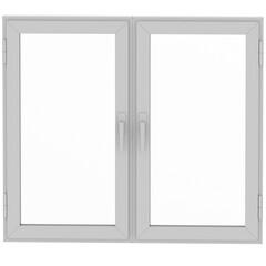 3d render double casement frosted window white with transparent background