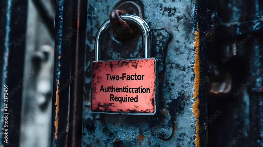 Poster two-factor authentication required a digital security notice in urban settings