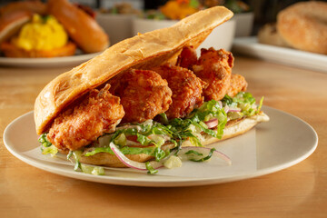 A view of a po boy sandwich.