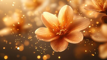 Fototapeta premium Golden flowers blooming with elegance and glitter
