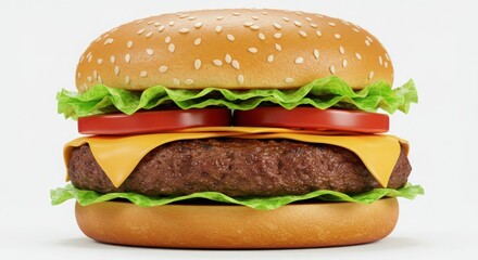 A high-resolution close-up of a juicy cheeseburger with a toasted bun and melted cheese showcasing its mouth-watering appeal