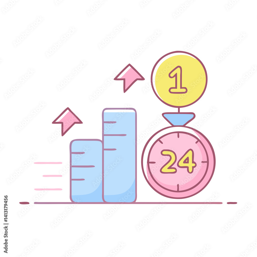 Poster sprint interval icon with timers and growth graphs