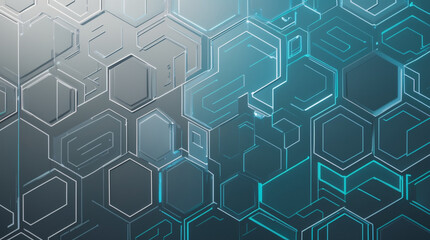 A mesmerizing network of glowing hexagonal structures, a futuristic cityscape of light and shadow, with teal accents illuminating a complex geometric design.