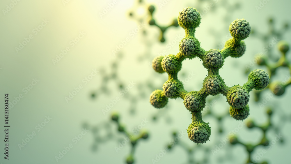 Aufkleber a close-up view of a molecule of tetrahydrocannabinolic acid (thca) with its crystal structure highl