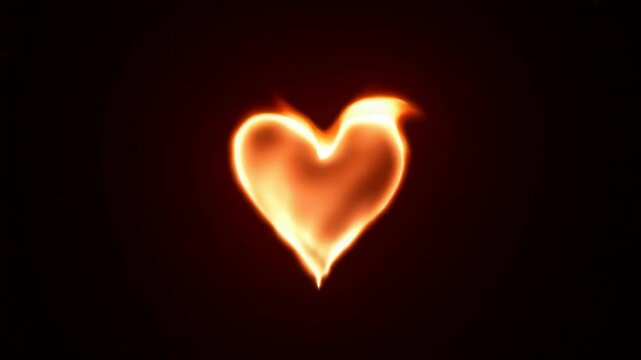 Flaming heart symbol glowing against a dark background  