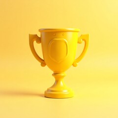 Yellow trophy award cup render achievement prize victory success competition win celebration champion