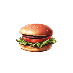 Classic burger with lettuce and tomato food photography studio delicious concept