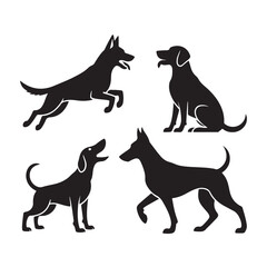 Clean Vector Design Set of Dog Silhouettes