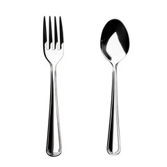 Elegant silver spoon and fork set tableware product photography minimalistic view