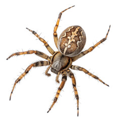 Araneus Diadematus Spider, Dorsal View, Isolated on White Background, Insect Photography, Arachnid, Nature, Spider, Entomology, Wildlife