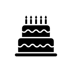 Minimal Birthday Cake with Three Layers and Candles Icon