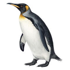 Naklejka premium King Penguin Illustration Detailed Drawing, Isolated on White Background, Aptenodytes patagonicus, Penguin, bird, wildlife
