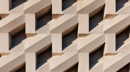 Abstract architectural pattern of textured wall showcasing geometric shapes and shadows