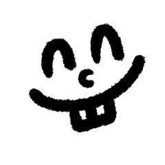 smile kid png hand-written cartoon doodle line black and white pen line decoration and design clipart