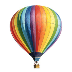 Fototapeta premium Rainbow Hot Air Balloon Illustration Isolated on White Background, Adventure, Travel, Flight, Hot air balloon, balloon, illustration