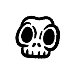 skull png hand-written cartoon doodle line black and white pen line decoration and design clipart