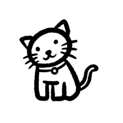 question cat png hand-written cartoon doodle line black and white pen line decoration and design clipart