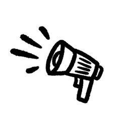 notice speakerphone megaphone png hand-written cartoon doodle line black and white pen line decoration and design clipart