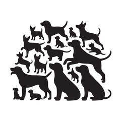 Black Silhouette Dog Poses for Use in Designs