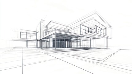 Fototapeta premium Architectural blueprint of a modern house